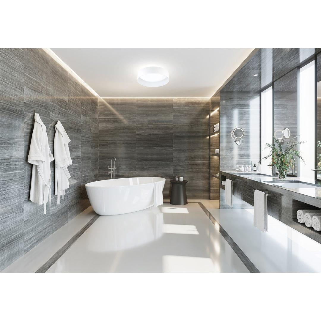 1 Light Integrated Led Ceiling Light W/ White Finish & White Acrylic Shade