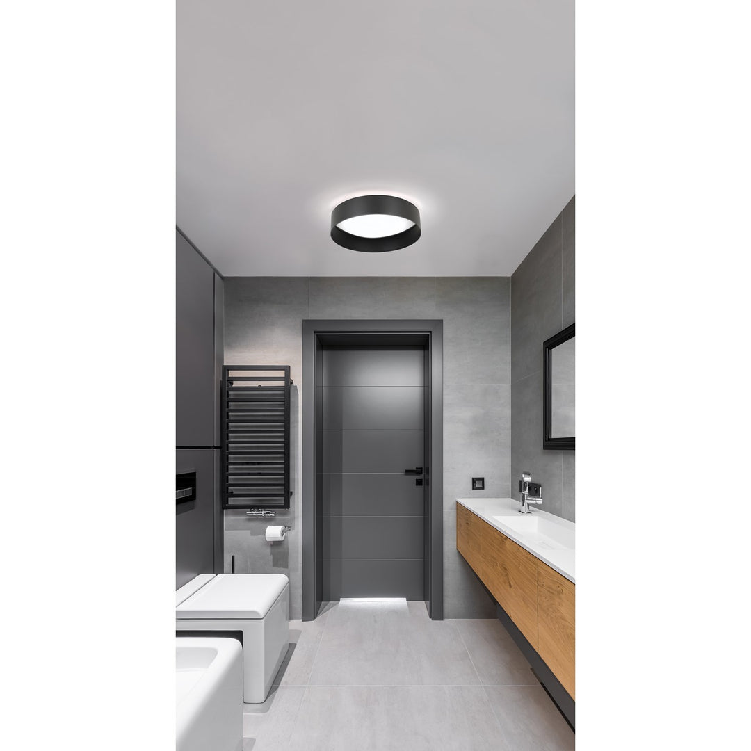 1 Light Integrated Led Ceiling Light W/ Black Finish & White Acrylic Shade
