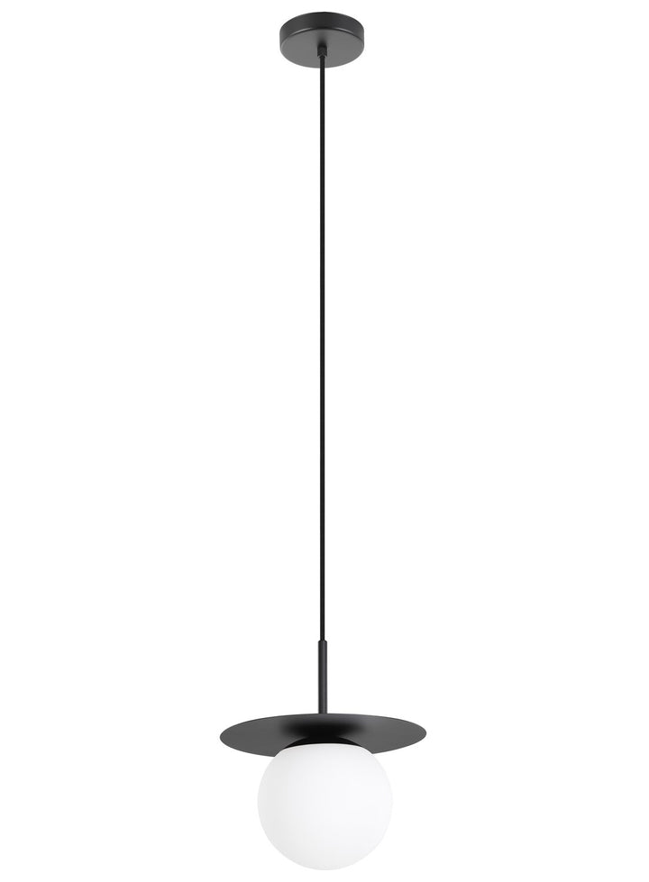 1 Lt Mini Pendant W/ A Structured Black Finish & White Glass Shade