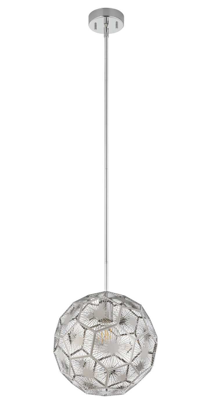 1 Light Pendant W/ Chrome Finish & Geometric Shaped Chrome Shade by Eglo