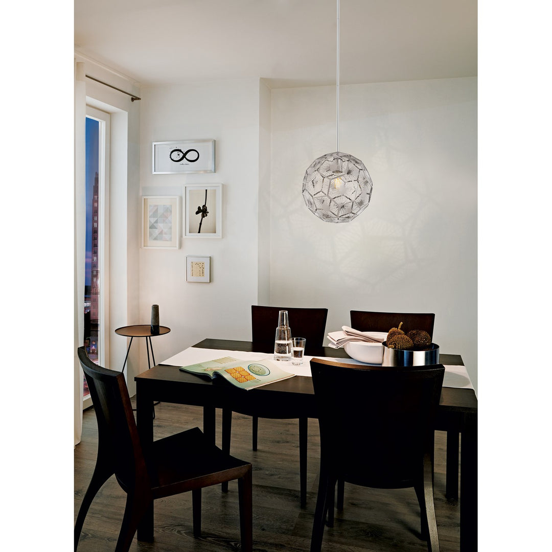 1 Light Pendant W/ Chrome Finish & Geometric Shaped Chrome Shade