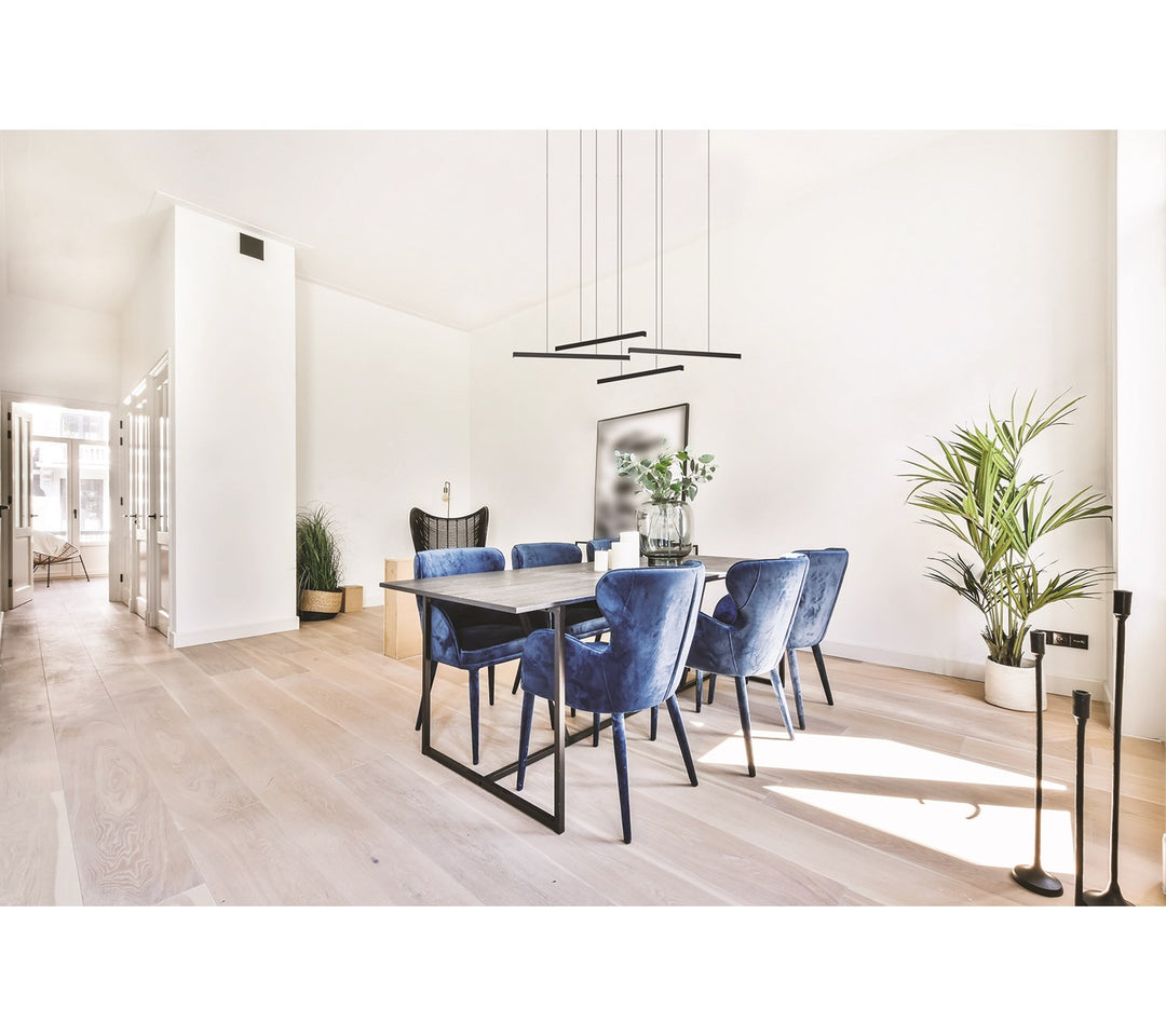 4 Light Integrated Led Pendant W/ Black Finish & Black Light Bars