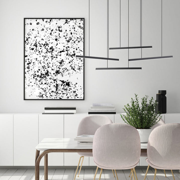 4 Light Integrated Led Pendant W/ Black Finish & Black Light Bars
