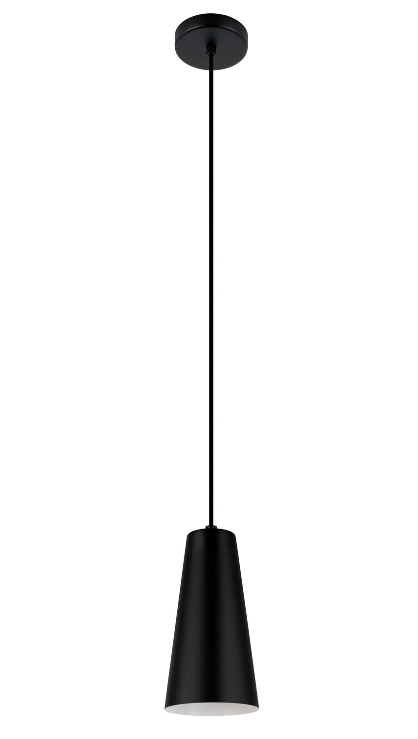 1 Light Mini Pendant W/ Black Finish & Black & White Metal Shade by Eglo