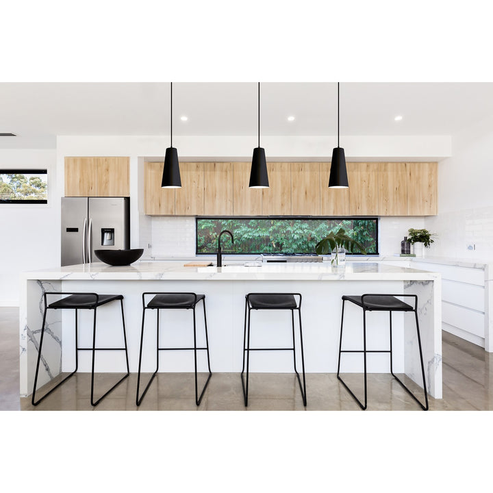 1 Light Mini Pendant W/ Black Finish & Black & White Metal Shade