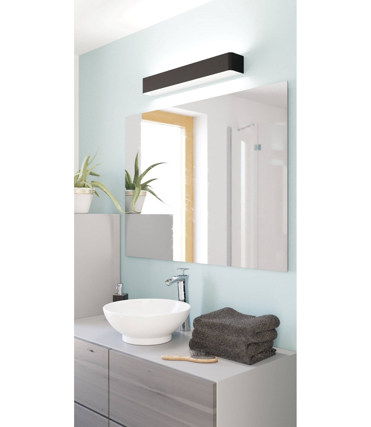 1 Light Led Bath/Vanity Light W/ Black Finish & White Diffuser