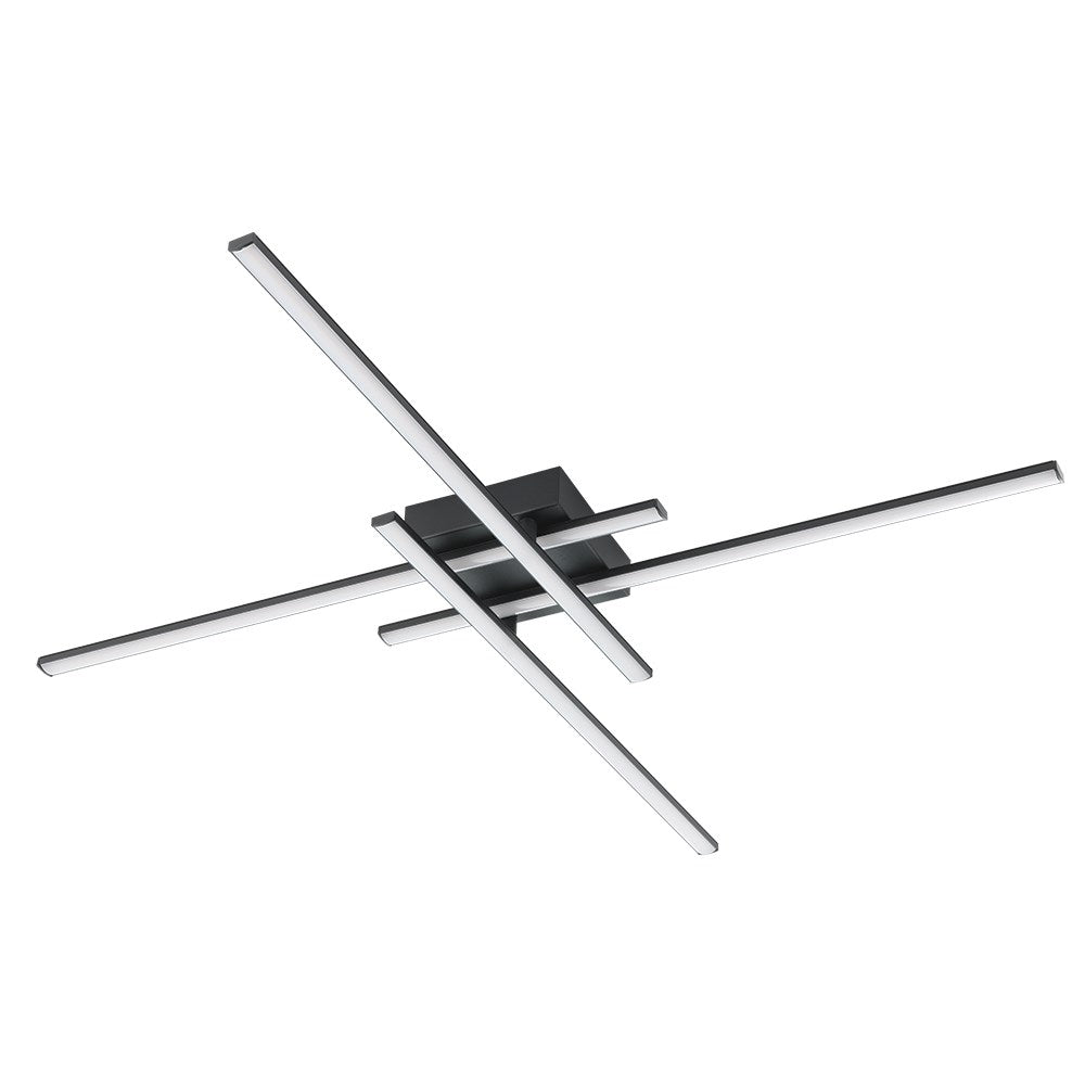 4 Light Integrated Led Ceiling Light W/ Black Finish & White Diffuser by Eglo