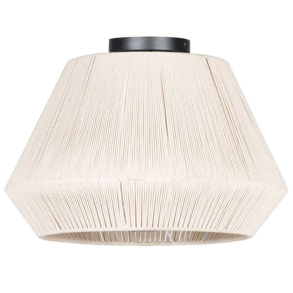 1 Light Ceiling Light W/ Cream Textile Thread Shade & Wood Canopy by Eglo
