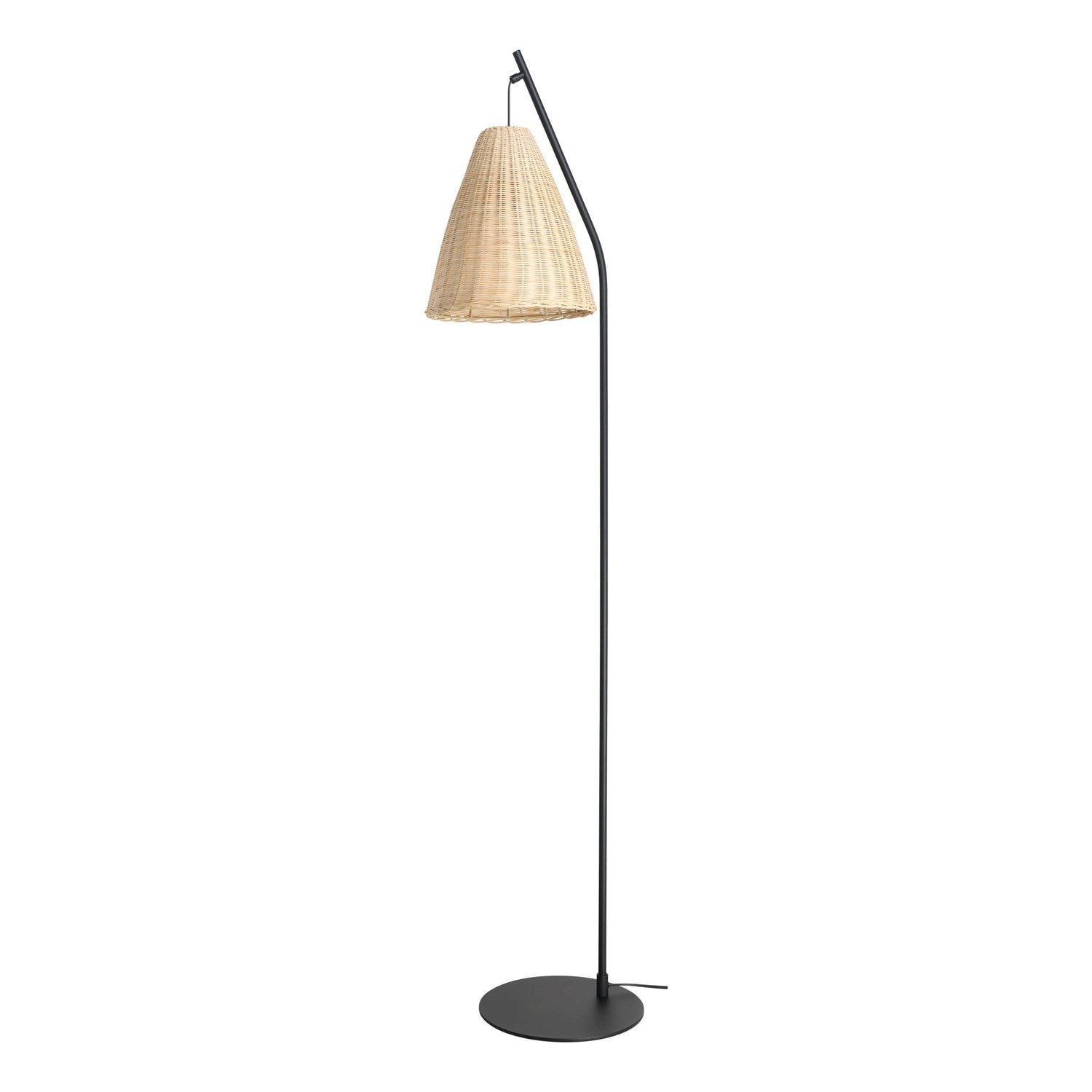 1 Light Floor Lamp W/ Black Finish & Rattan Shade by Eglo