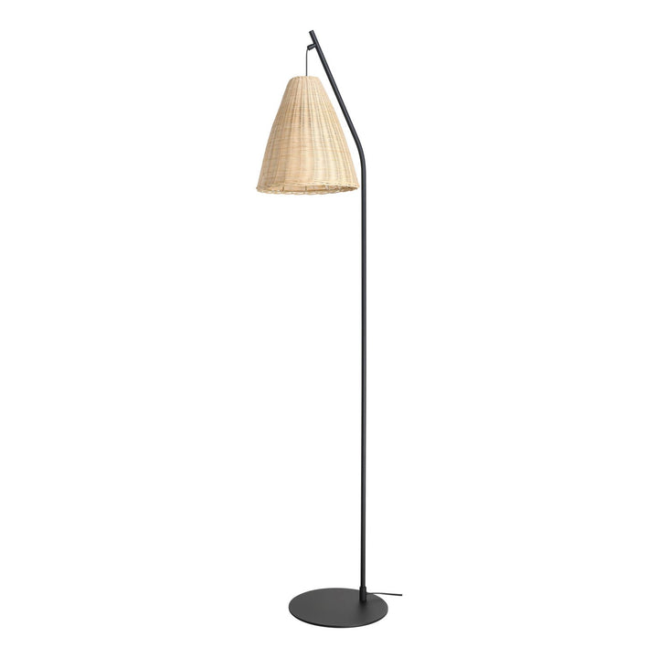 1 Light Floor Lamp W/ Black Finish & Rattan Shade by Eglo