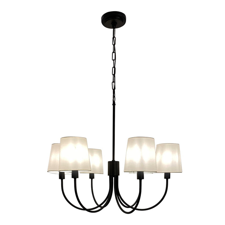6 Light Chandelier W/ Black Finish & Removable White Shades by Eglo
