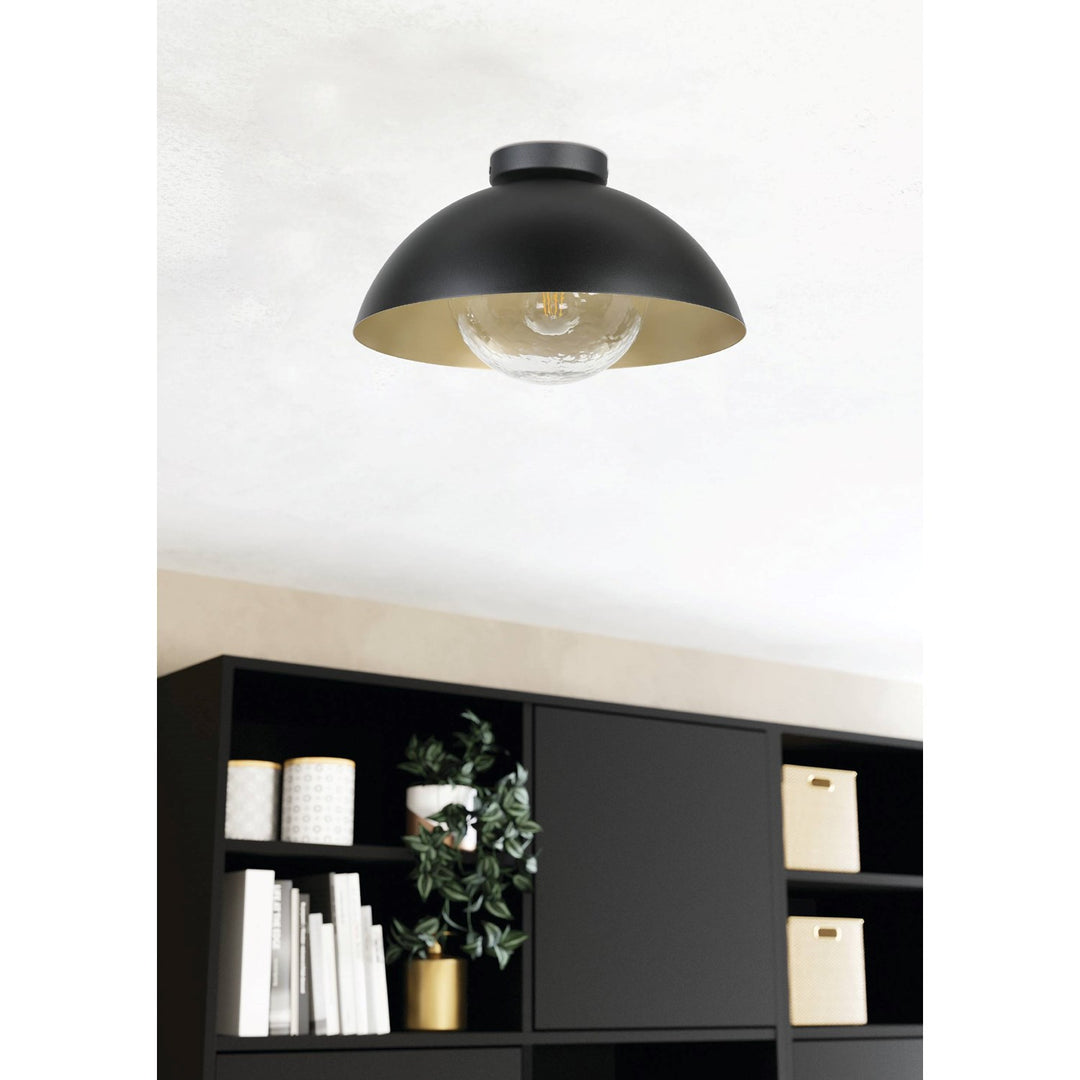 1 Light Celing Light W/ Black & Gold Finish Shade