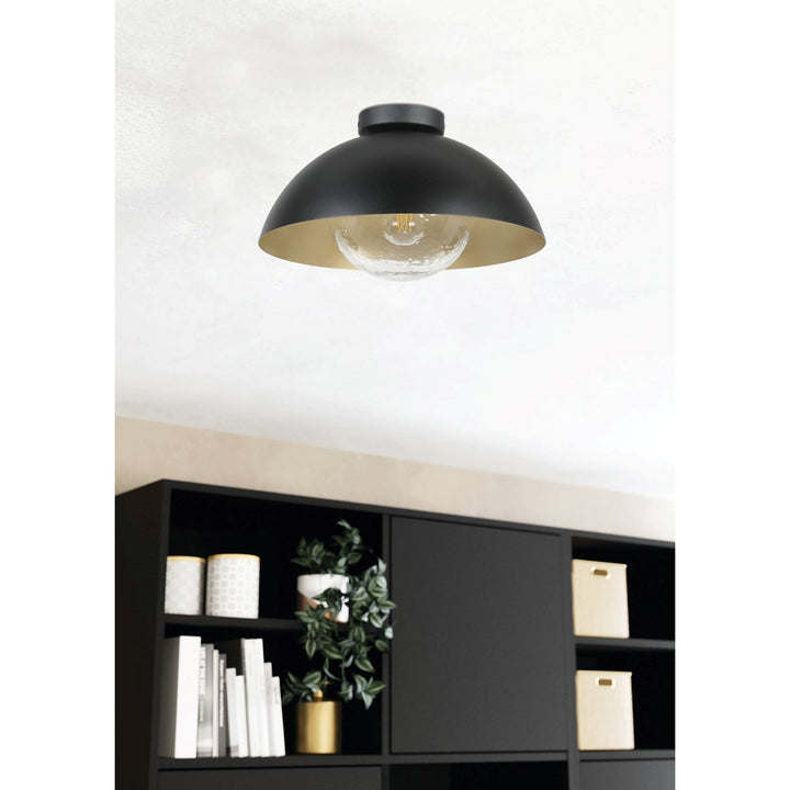 1 Light Celing Light W/ Black & Gold Finish Shade