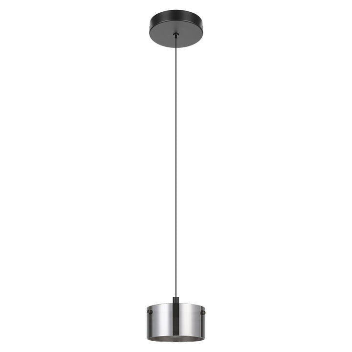 1 Light Mini Pendant Black Finish & Black Transparent Glass Shade by Eglo