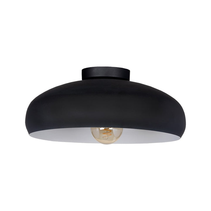 1 Light Metal Dome Ceiling Light Black W/ White Interior Finish by Eglo