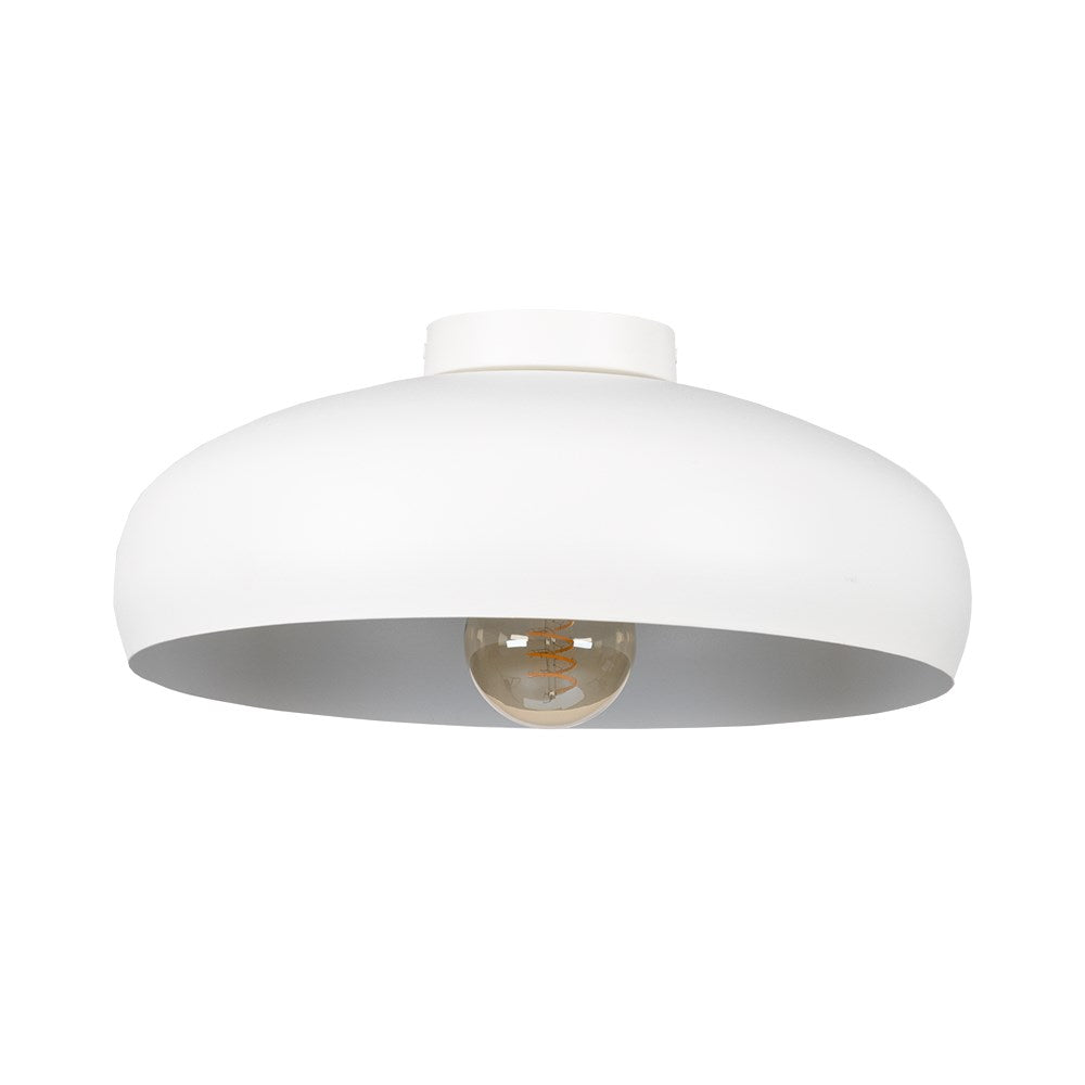 1 Light Metal Dome Ceiling Light W/ White Finish