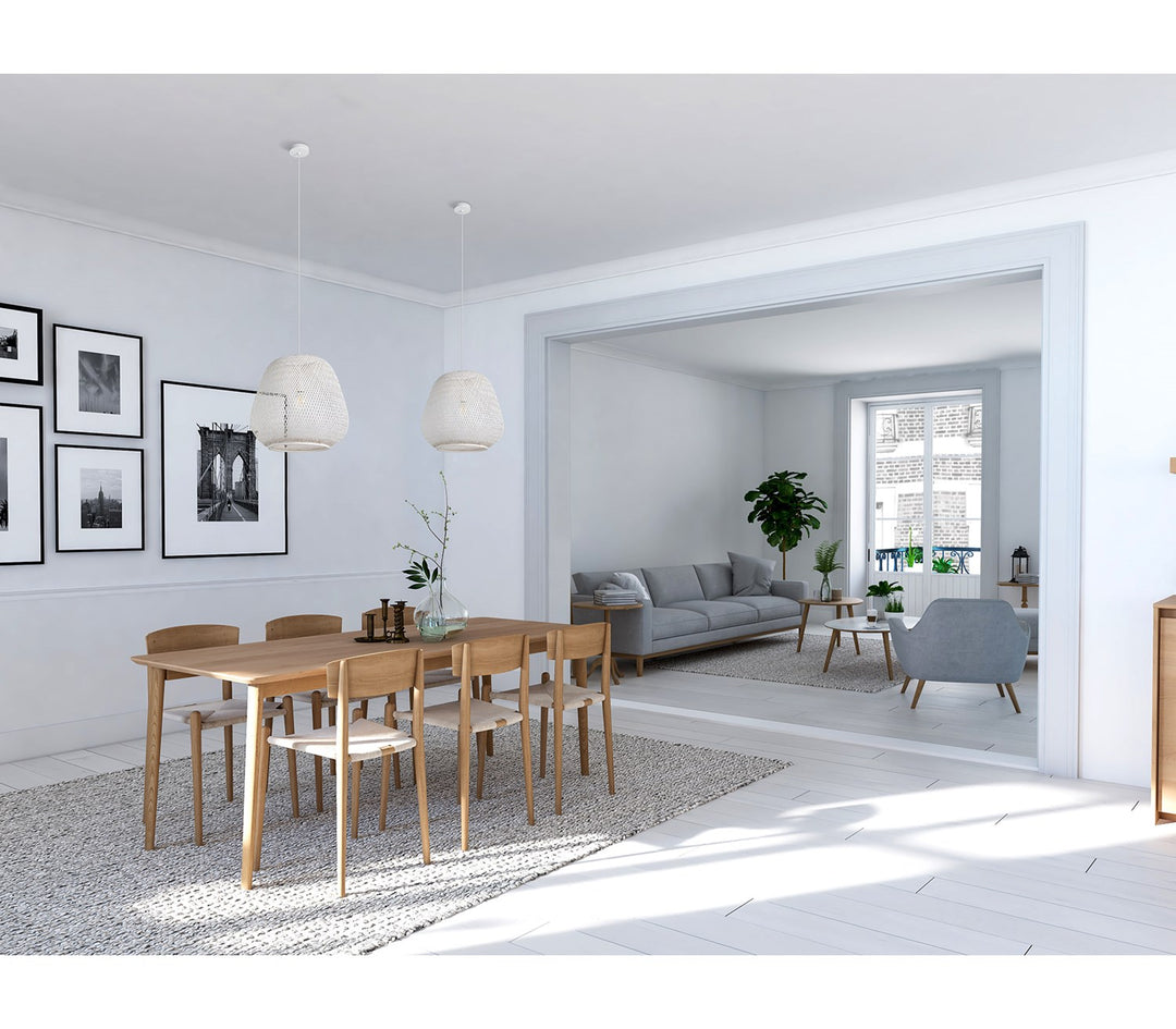 1 Light Pendant W/ White Finish & White Bamboo Shade