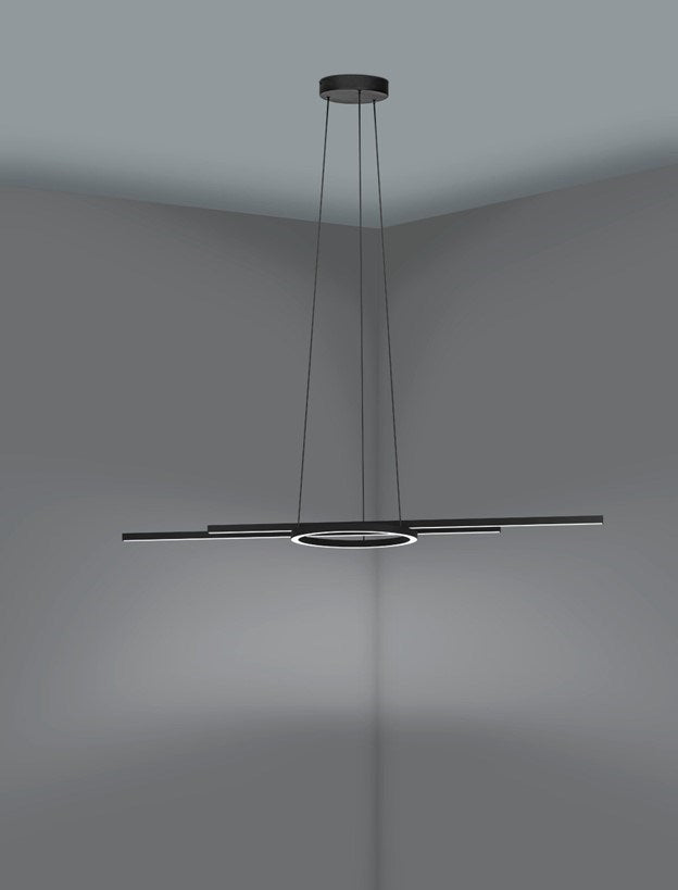3 Light Led Pendant W/ Black Finish & White Diffusers