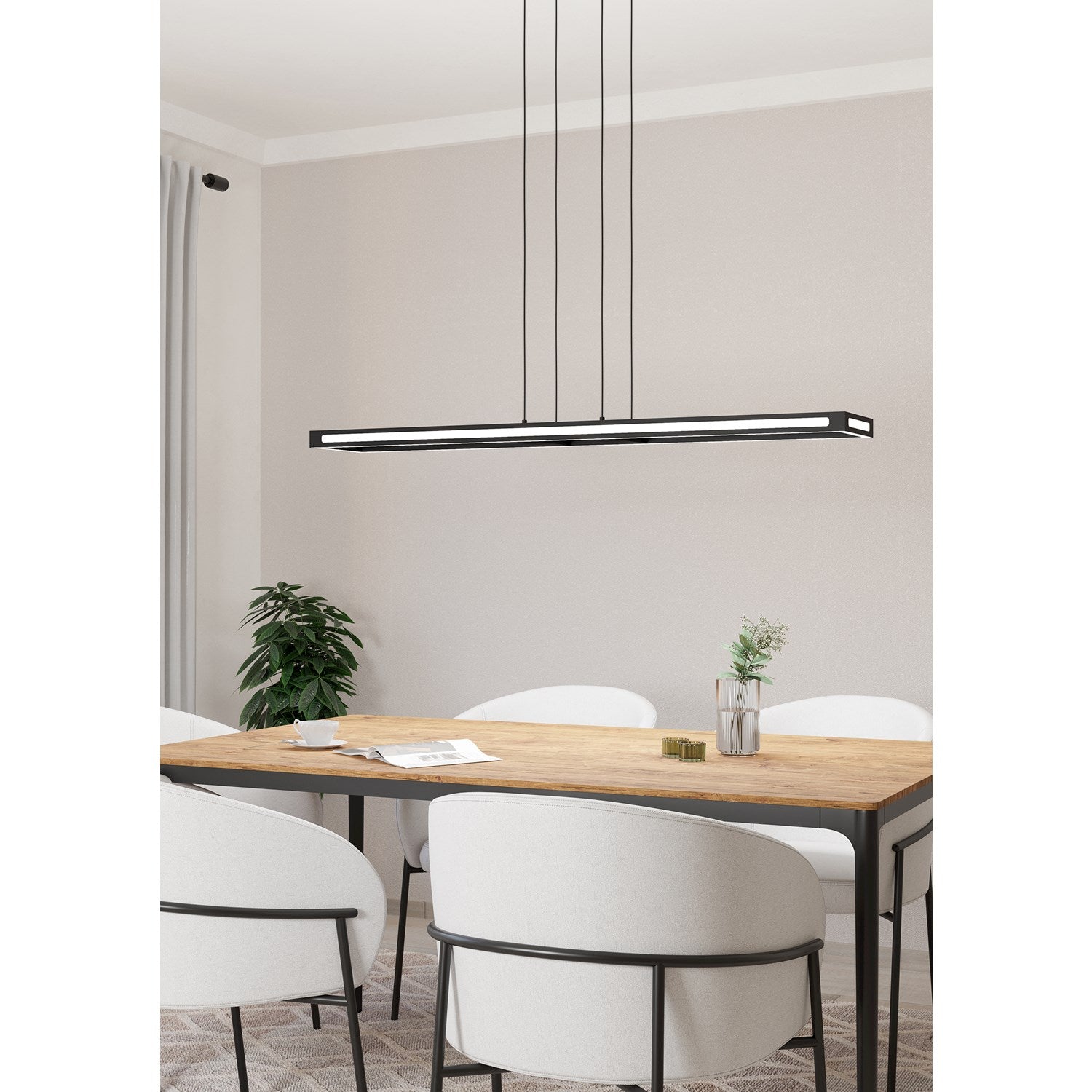 1 Light Integrated Led Pendant W/ Black Finish & White Diffuser