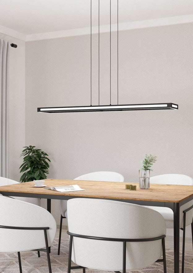 1 Light Integrated Led Pendant W/ Black Finish & White Diffuser