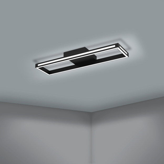 1 Light Integrated Led Ceiling Light W/ Black Finish & White Diffuser