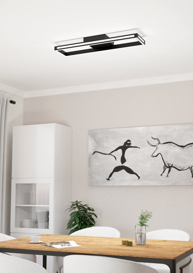 1 Light Integrated Led Ceiling Light W/ Black Finish & White Diffuser