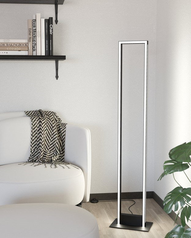 1 Light Integrated Led Floor Lamp W/ Black Finish & White Diffuser