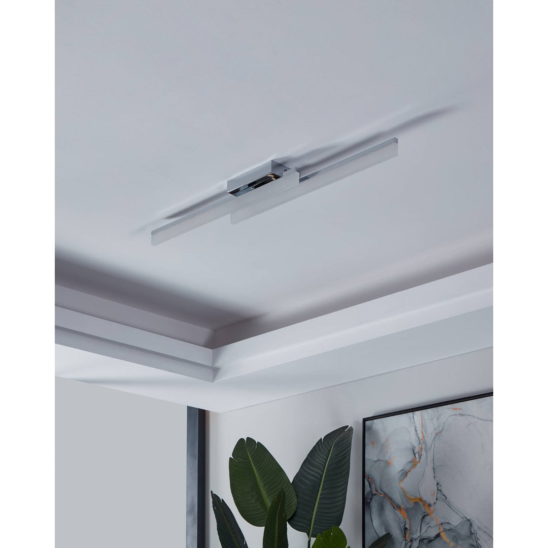 Integrated Led Ceiling Light With Chrome Finish & Satin Shade