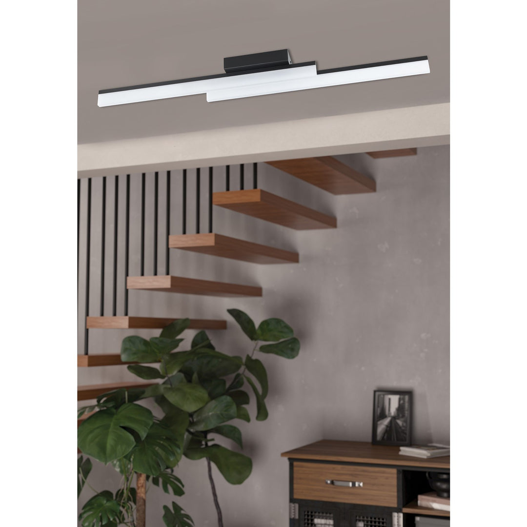 Integrated Led Ceiling Light With Black Finish & Satin Shade