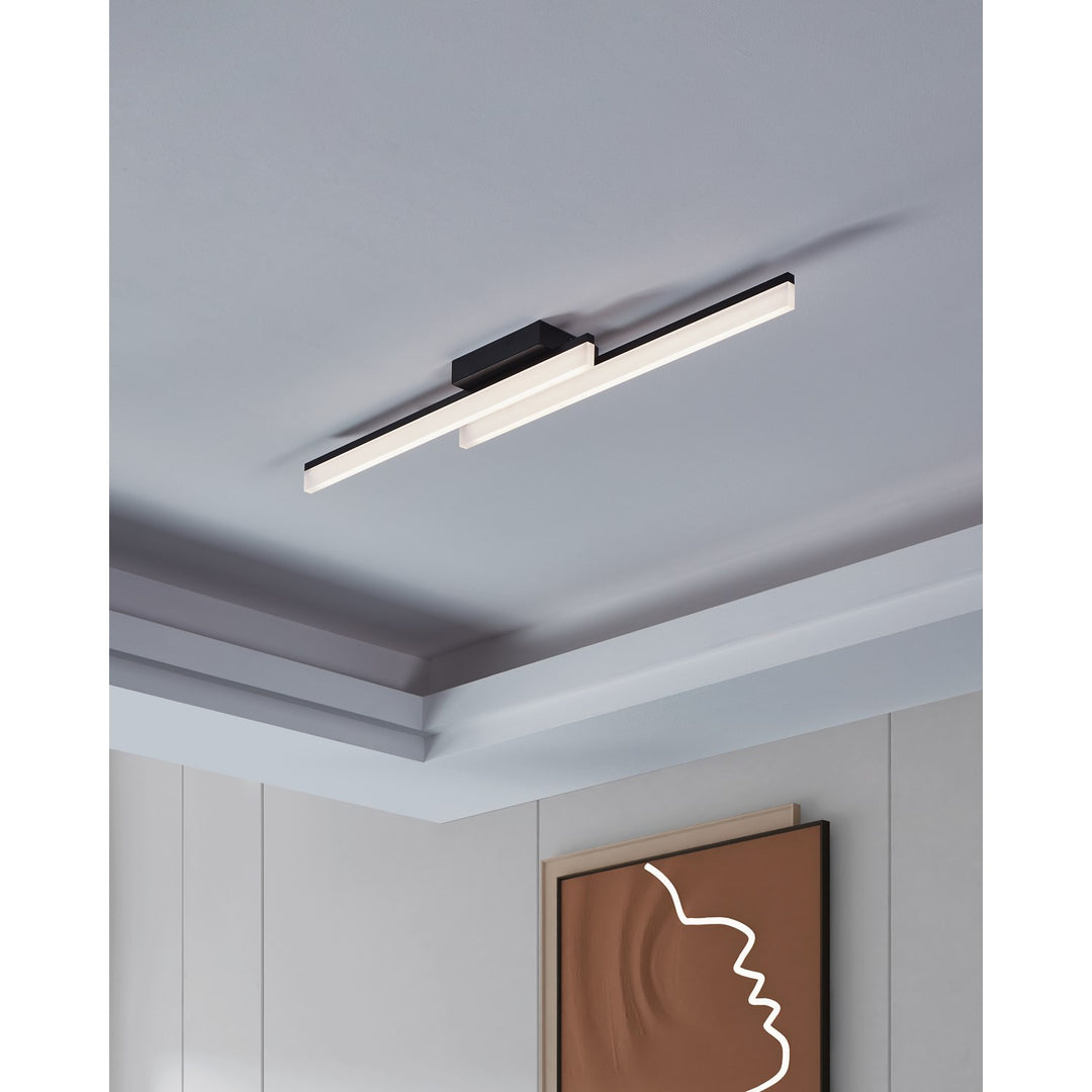 Integrated Led Ceiling Light With Black Finish & Satin Shade