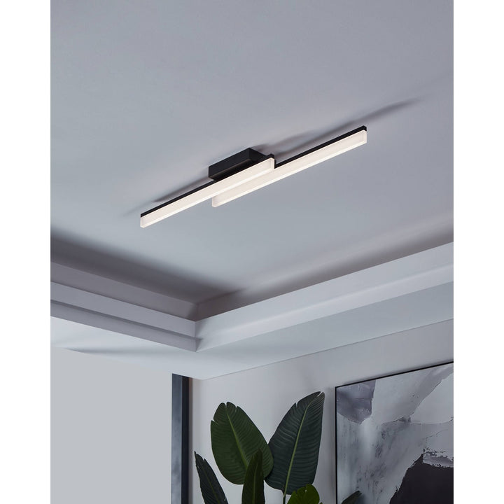 Integrated Led Ceiling Light With Black Finish & Satin Shade