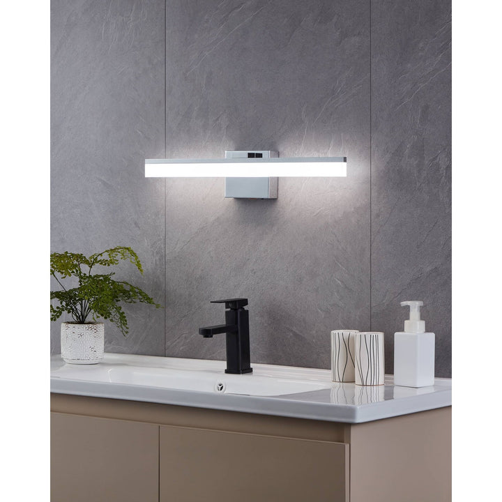 Integrated Led Bath/Vanity Light With Chrome Finish & Satin Shade