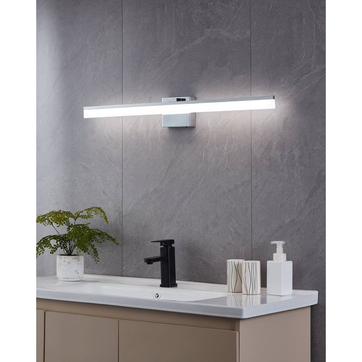 Integrated Led Bath/Vanity Light With Chrome Finish & Satin Shade