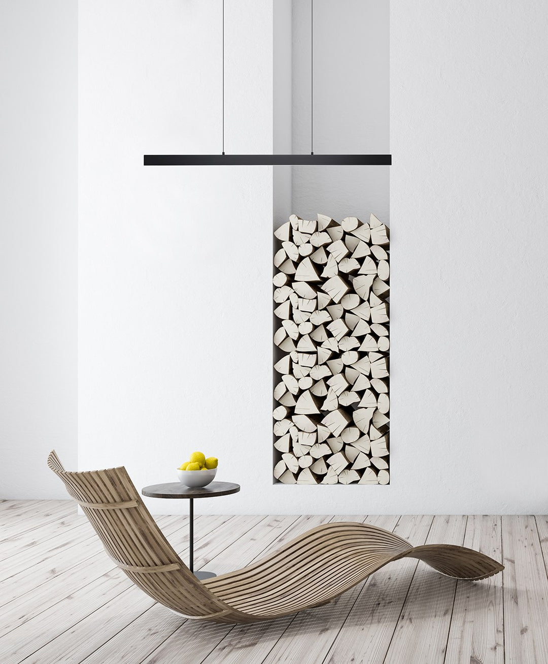 1 Light Integrated Led Linear Pendant Black Finish & White Diffuser
