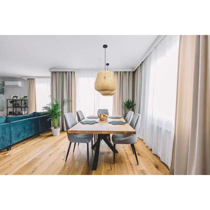 1 Light Pendant W/ Black Finish & Natural Bamboo Shade