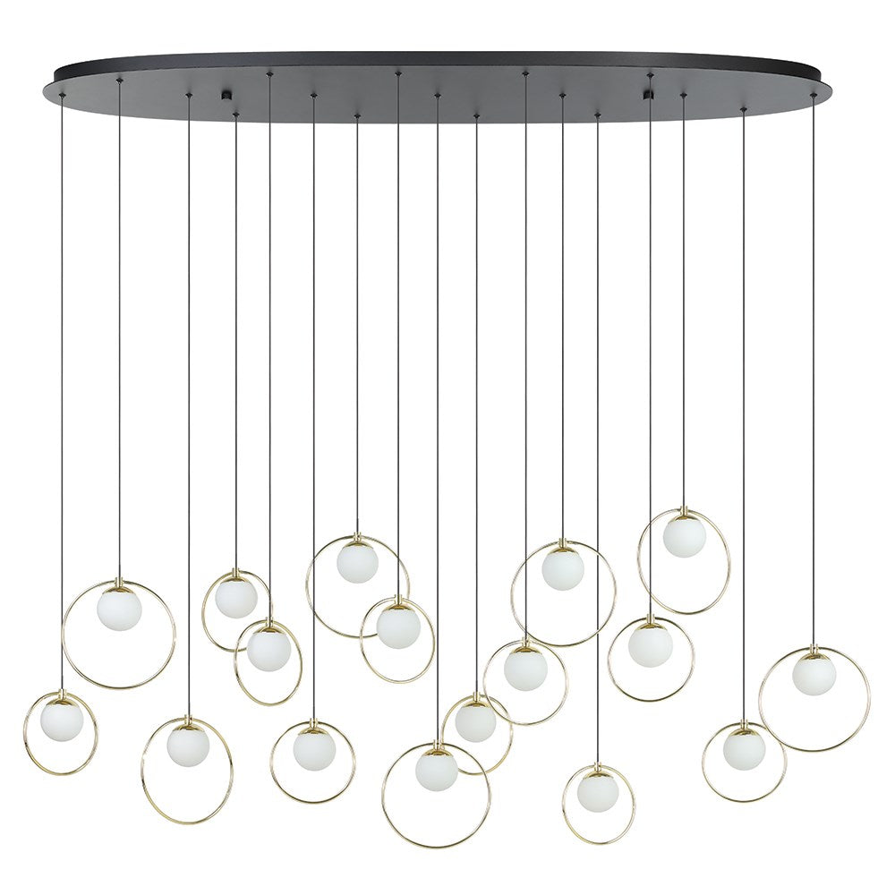 17 Light Integrated Led Linear Pendant W/ Black & Shiny Brass Finish by Eglo