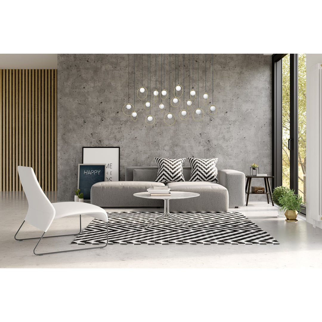 17 Light Integrated Led Linear Pendant W/ Black & Shiny Brass Finish