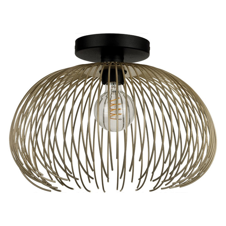1 Light Dual Mount Ceiling Or Pendant W/ Black Finish & Matte Gold Metal Shade by Eglo