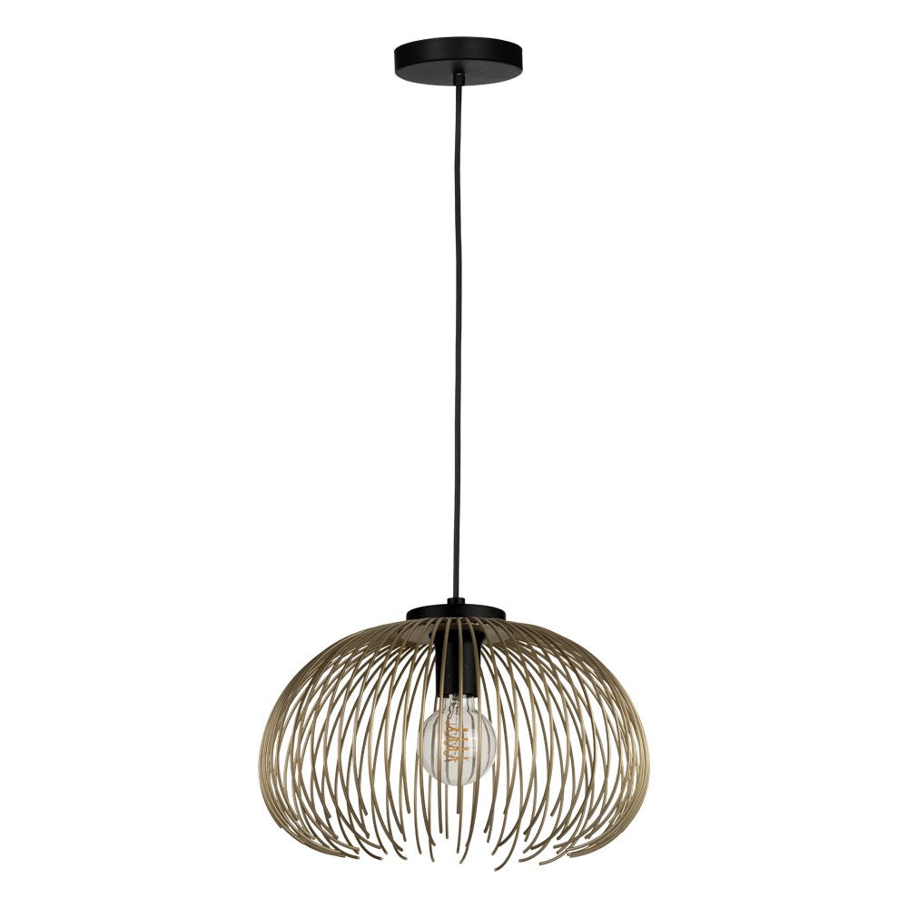 1 Light Dual Mount Ceiling Or Pendant W/ Black Finish & Matte Gold Metal Shade