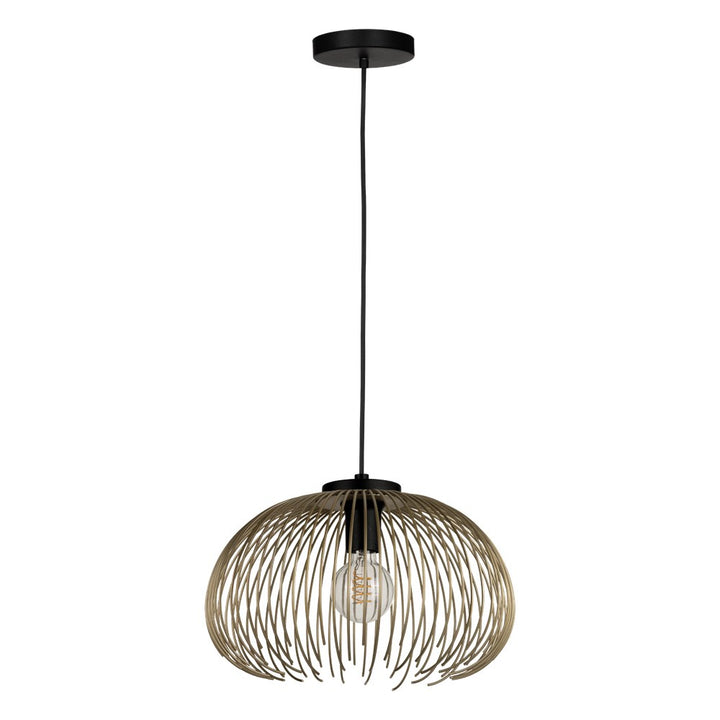 1 Light Dual Mount Ceiling Or Pendant W/ Black Finish & Matte Gold Metal Shade