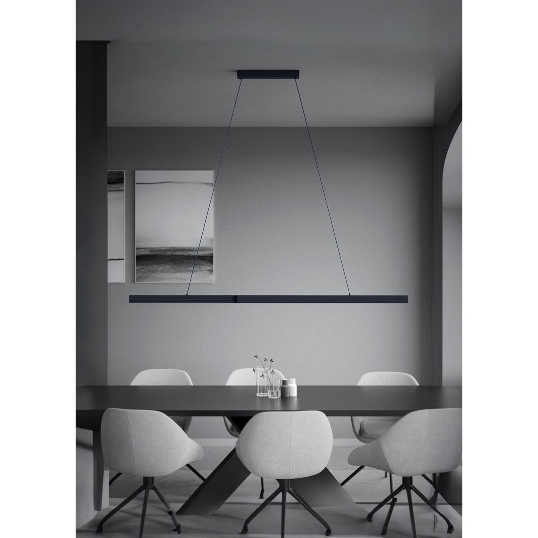2 Light Led Linear Pendant W/ Brushed Black Aluminumfinish & Black Shade