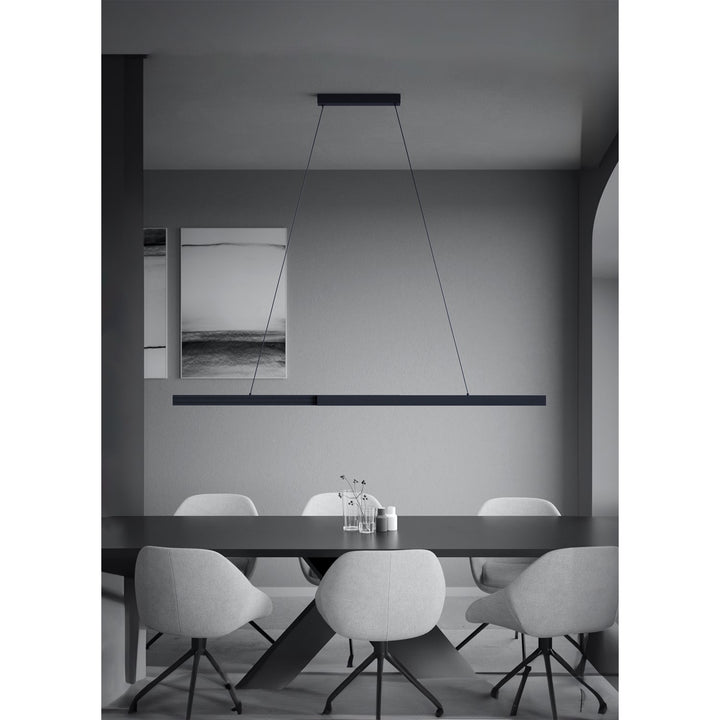 2 Light Led Linear Pendant W/ Brushed Black Aluminumfinish & Black Shade