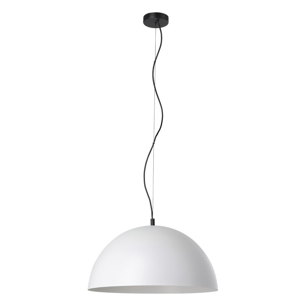 1 Light Dome Pendant W/ Grey Exterior & White Interior Metal Shade by Eglo