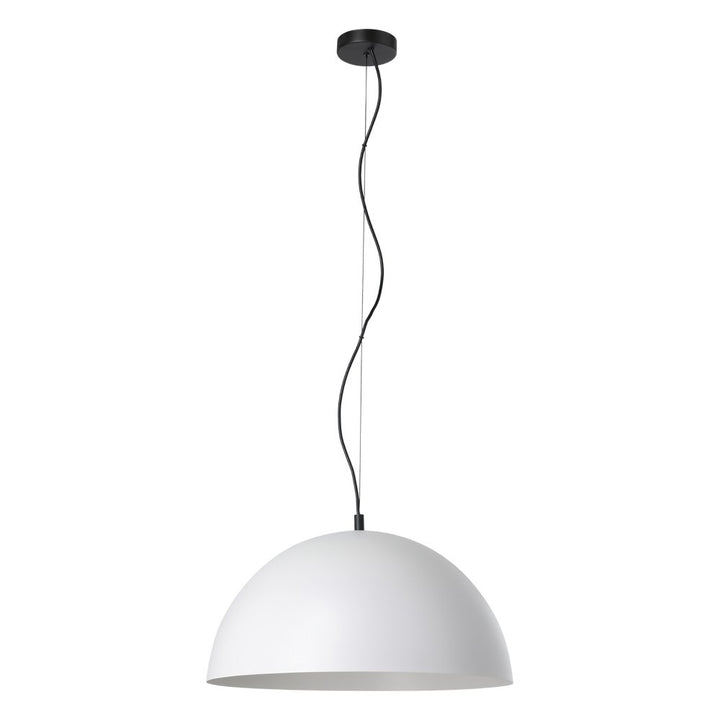 1 Light Dome Pendant W/ Grey Exterior & White Interior Metal Shade by Eglo