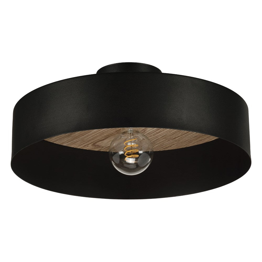 1 Light Ceiling Light W/ Black Finish & Sandalwood Shade by Eglo