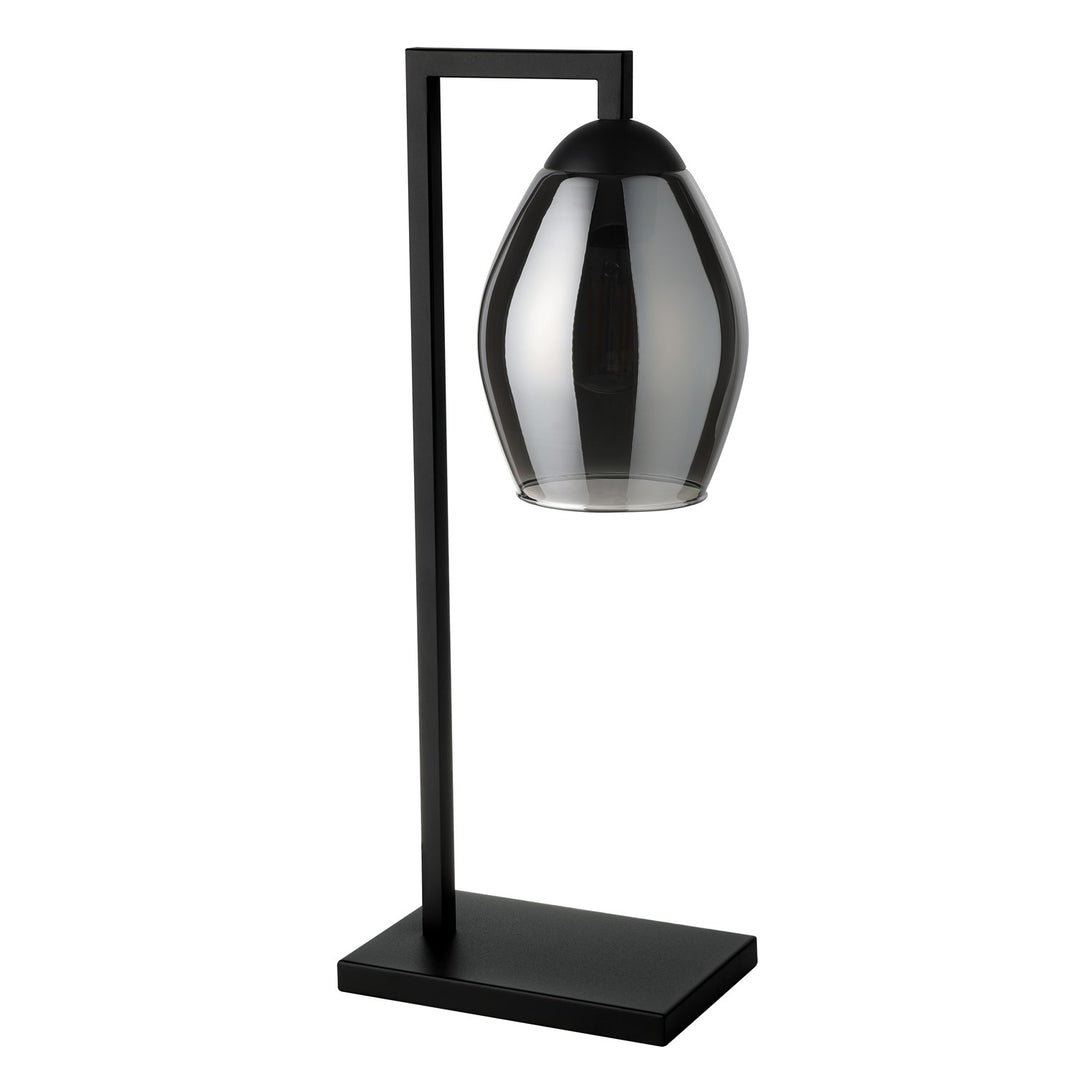 1 Light Table Lamp W/ Black Finish & Chrome Smoked Glass Shade by Eglo