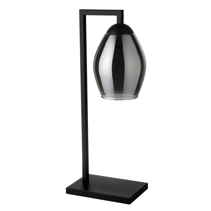 1 Light Table Lamp W/ Black Finish & Chrome Smoked Glass Shade by Eglo