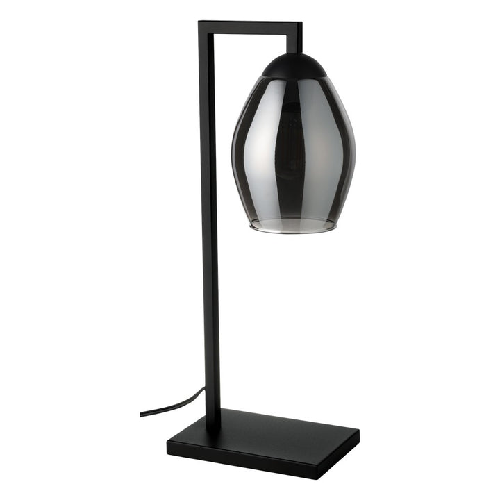 1 Light Table Lamp W/ Black Finish & Chrome Smoked Glass Shade