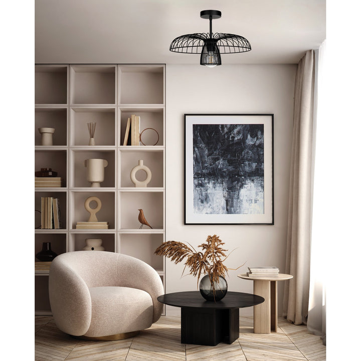 1 Light Dual Mount Ceiling Or Pendant Light W/ Black Finish