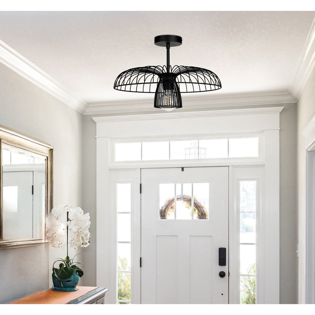 1 Light Dual Mount Ceiling Or Pendant Light W/ Black Finish